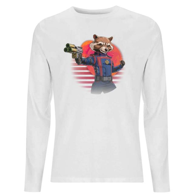 Guardians of the Galaxy Retro Rocket Raccoon Men's Long Sleeve T-Shirt - White - M on Productcaster.