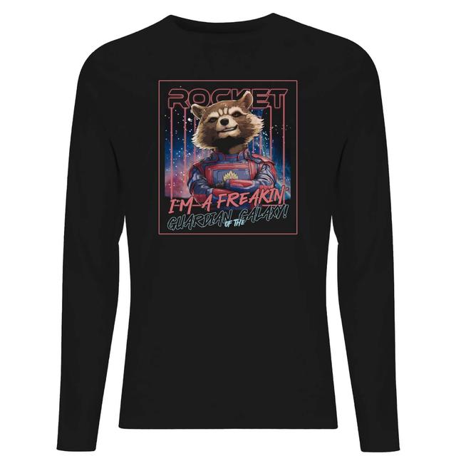 Guardians of the Galaxy Glowing Rocket Raccoon Men's Long Sleeve T-Shirt - Black - XS on Productcaster.