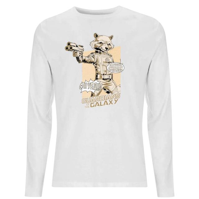 Guardians of the Galaxy Rocket Raccoon Oh Yeah! Men's Long Sleeve T-Shirt - White - L on Productcaster.