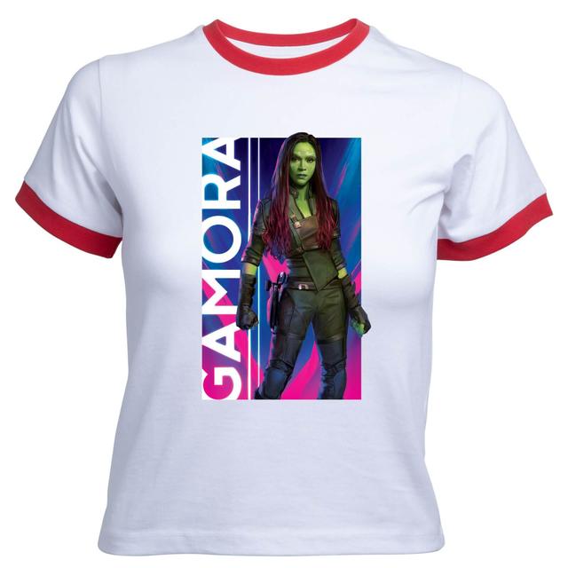 Guardians of the Galaxy Gamora Women's Cropped Ringer T-Shirt - White Red - XXL on Productcaster.