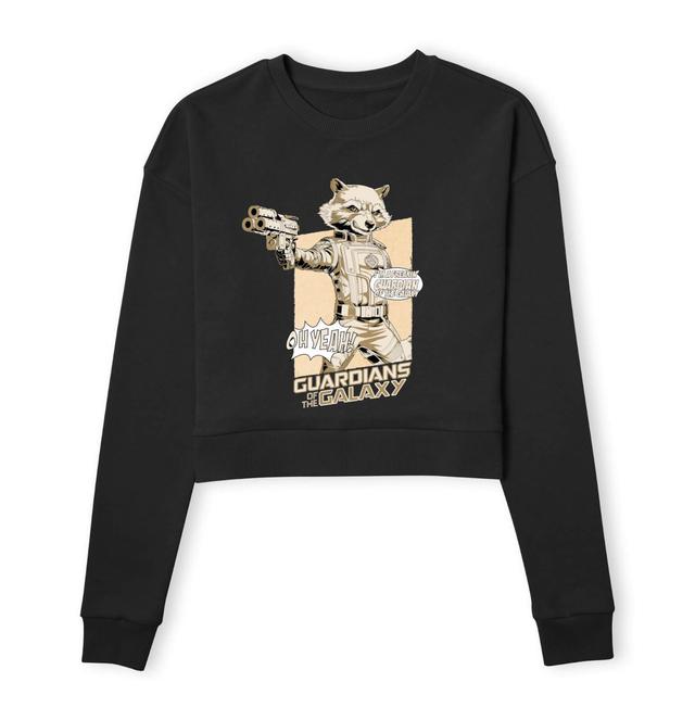 Guardians of the Galaxy Rocket Raccoon Oh Yeah! Women's Cropped Sweatshirt - Black - L on Productcaster.