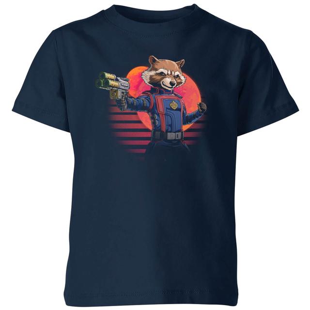 Guardians of the Galaxy Retro Rocket Raccoon Kids' T-Shirt - Navy - 3-4 år on Productcaster.