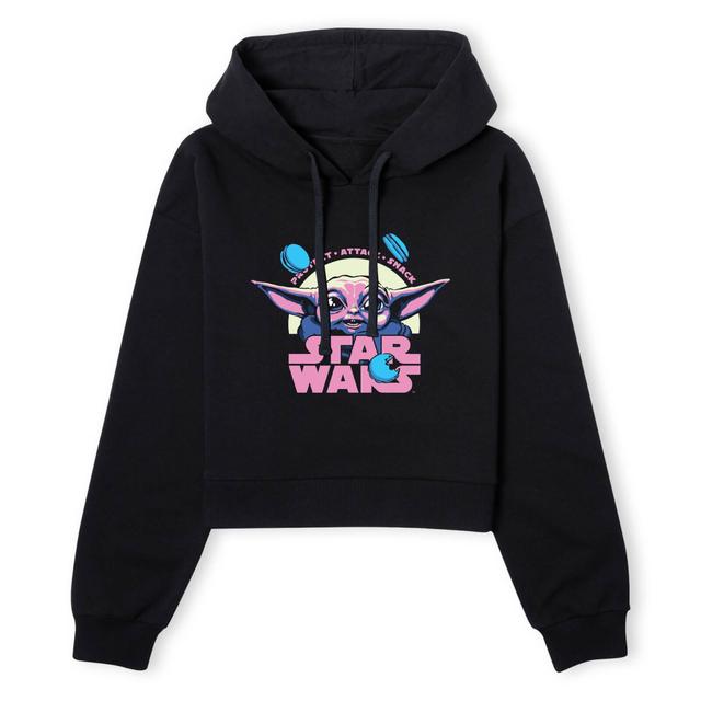 The Mandalorian Grogu Protect Attack Snack Women's Cropped Hoodie - Black - S - Schwarz on Productcaster.