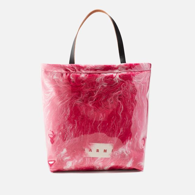 Marni Faux Fur and PVC Tote Bag Pink on Productcaster.