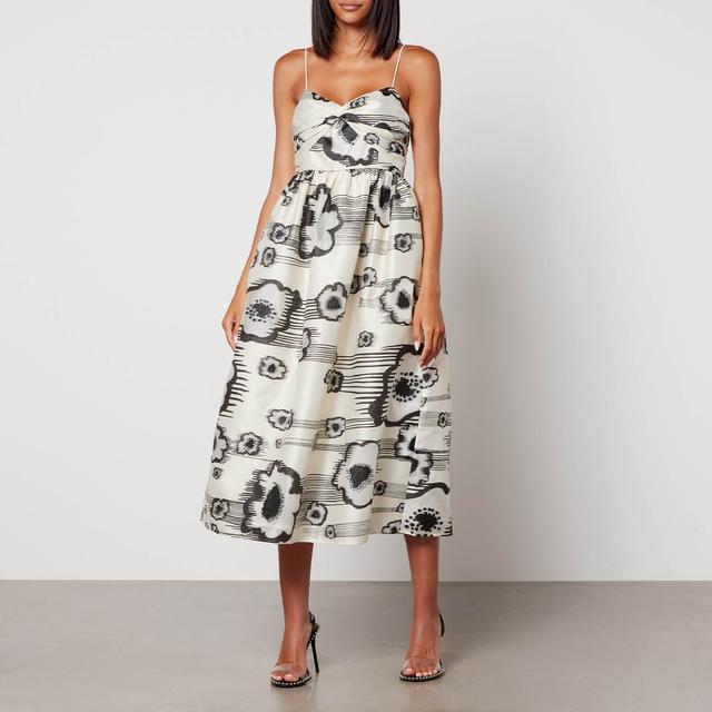 Stine Goya Abby Floral-Print Satin Midi Dress - XS on Productcaster.