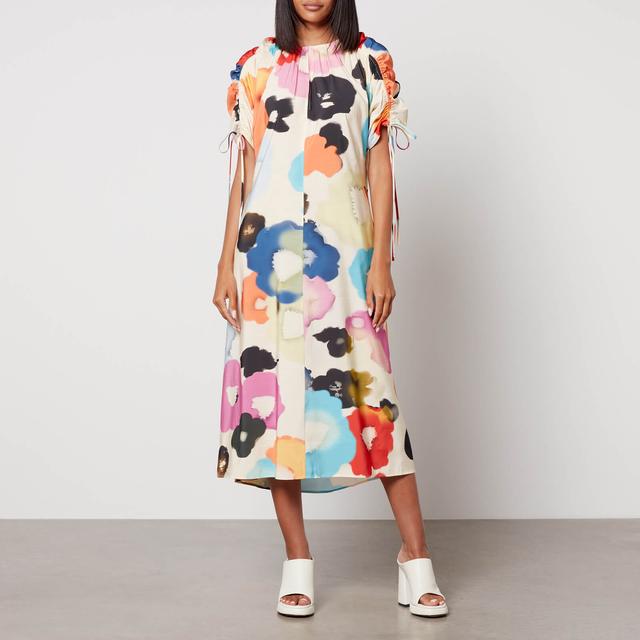 Stine Goya Funda Floral-Print Satin Midi Dress - XS on Productcaster.