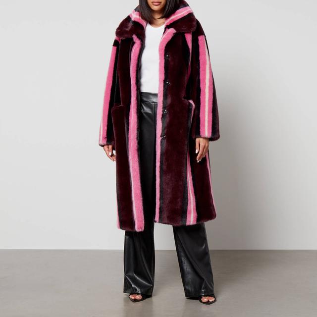 Jakke Kelly Striped Faux Fur Coat - XL on Productcaster.