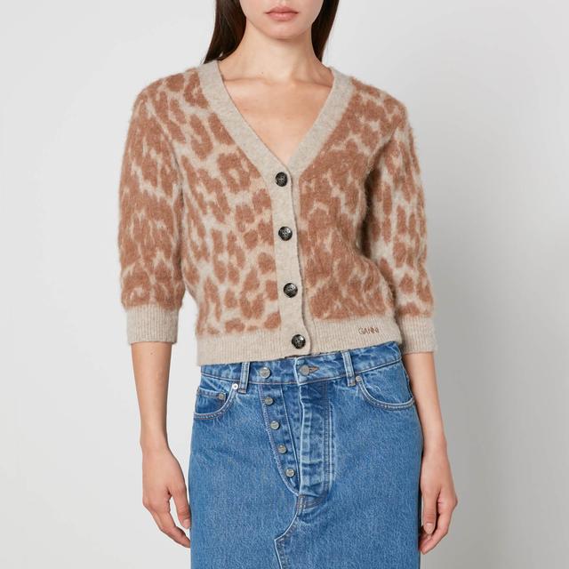 Ganni Leopard-Jacquard Cardigan - L on Productcaster.