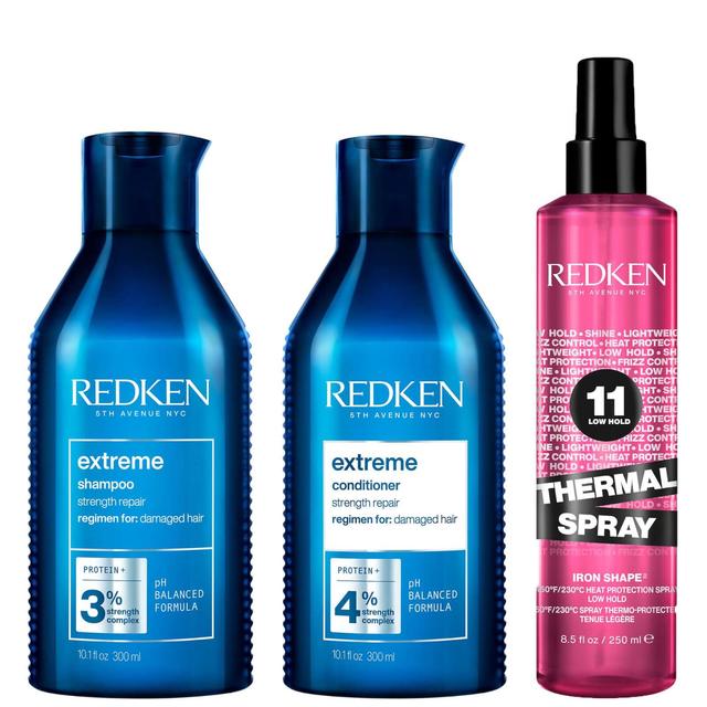 Redken Extreme Shampoo and Conditioner For Damaged Hair with Thermal Spray Heat Protector on Productcaster.