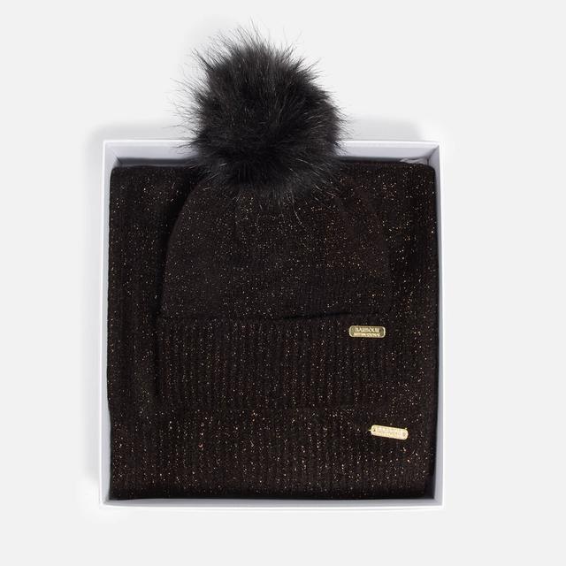 Barbour International Sparkle Knit Beanie And Scarf Set Black on Productcaster.