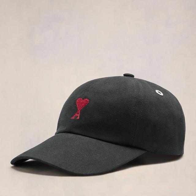 AMI De Coeur Logo-Embroidered Cotton-Canvas Baseball Cap Black on Productcaster.