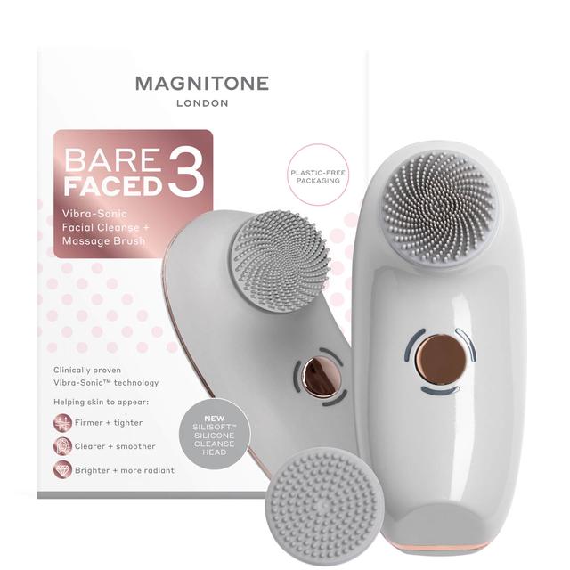 MAGNITONE London BareFaced 3 Vibra-Sonic Cleanse and Massage Brush - Grey on Productcaster.