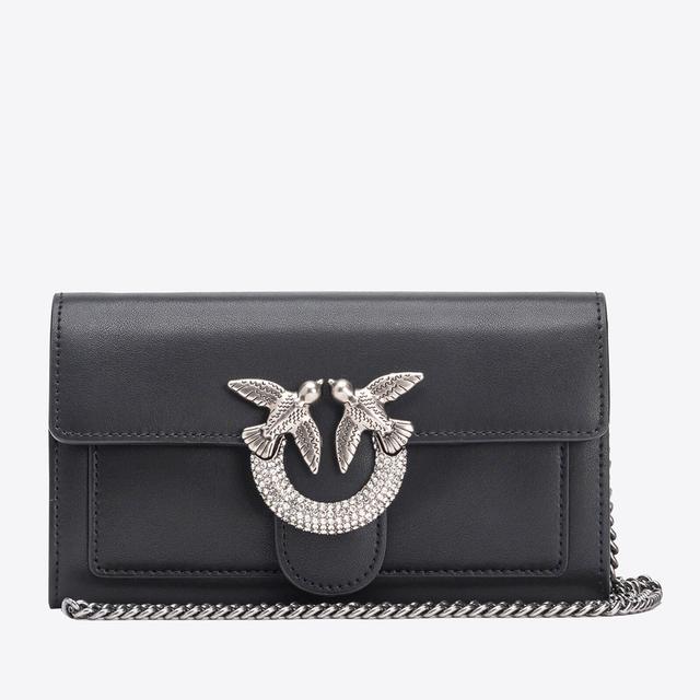 Pinko Love One Wallet Jewelled Leather Bag Black on Productcaster.