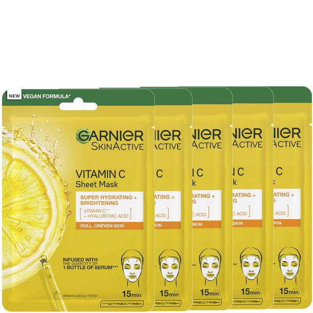 Garnier SkinActive Moisture Bomb Hydrating and Brightening Vitamin C Sheet Mask Set of 5 on Productcaster.