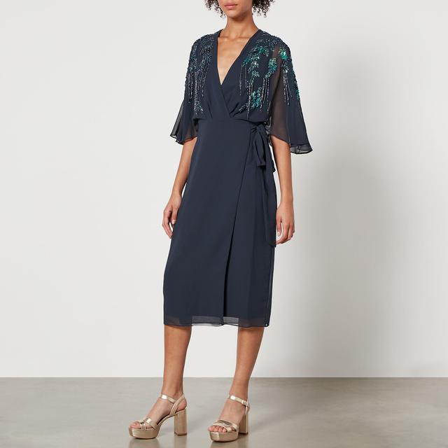 Hope & Ivy Brittany Embellished Chiffon Wrap Dress - UK 18 on Productcaster.