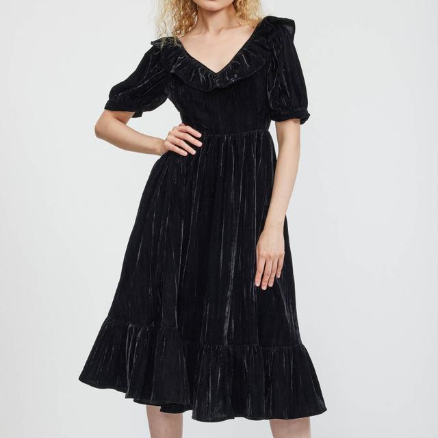 Batsheva Ruffle May Crushed Velvet Dress - US 12/UK 16 on Productcaster.