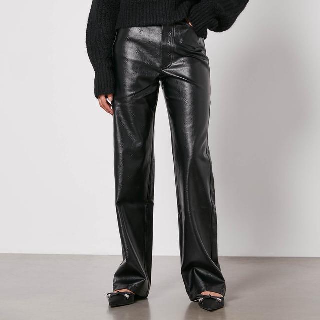 ROTATE Birger Christensen Logo-Embossed Faux Leather Trousers - DK 42/UK 14 on Productcaster.