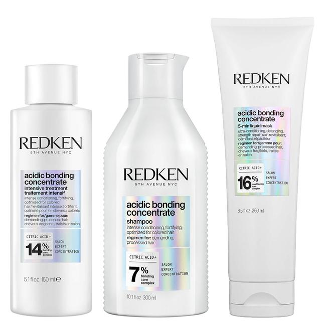 Redken Acidic Bonding Concentrate Intensive Pre-Treatment, Shampoo and 5-Minute Liquid Hair Mask Bundle on Productcaster.