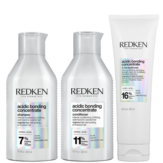 Redken Acidic Bonding Concentrate Shampoo, Conditioner and 5-Minute Liquid Hair Mask Bond Repair Bundle on Productcaster.