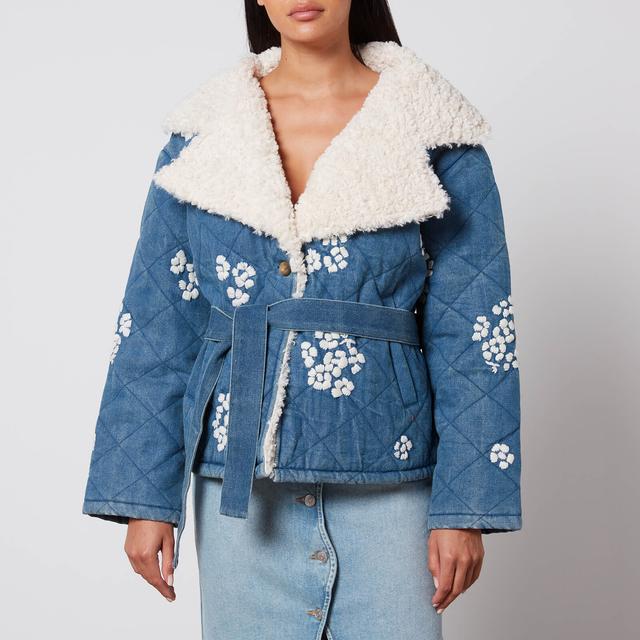 Tach Wilma Floral-Embrodiered Denim and Fleece Jacket - S on Productcaster.