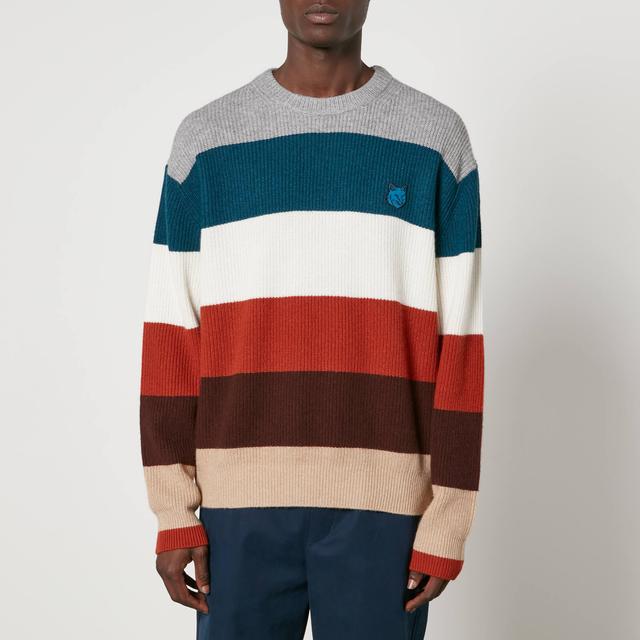 Maison Kitsuné Fox Head Striped Knit Jumper - XL on Productcaster.