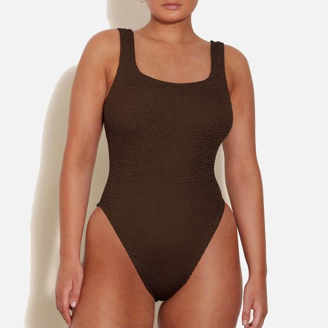 Hunza G Metallic Seersucker Square Neck Swimsuit Brown on Productcaster.