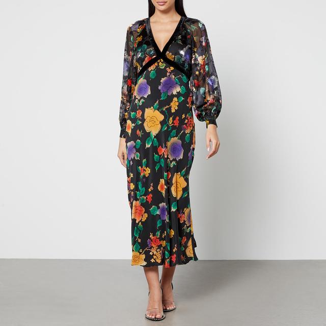 Rixo Ayla Floral-Print Chiffon Midi Dress - UK 8 on Productcaster.