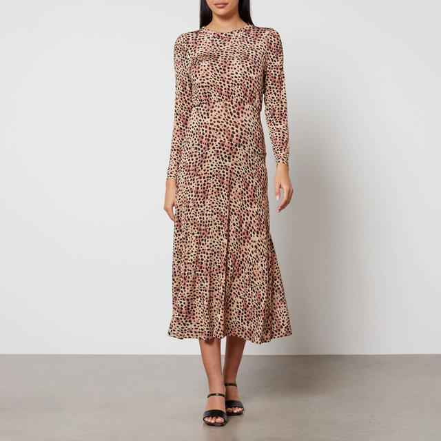 Rixo Cerise Leopard-Print Jersey Midi Dress - UK 10 on Productcaster.