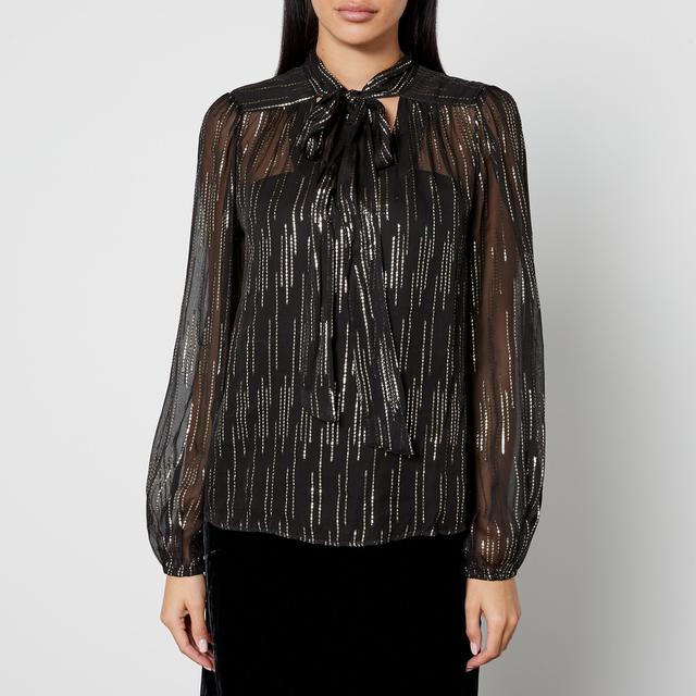 Rixo Moss Satin-Jacquard Lurex Blouse - UK 8 on Productcaster.