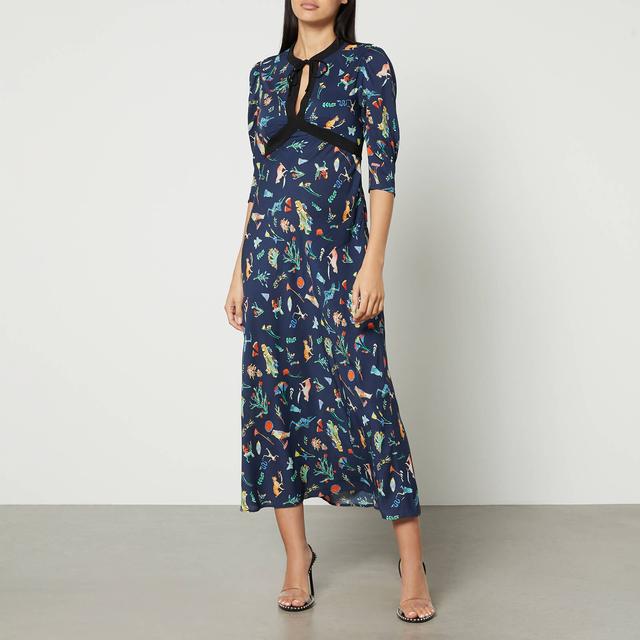 Rixo Petra Keyhole Satin Crepe Midi Dress - UK 8 on Productcaster.