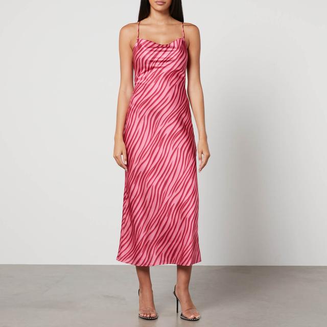 Omnes Riviera Midi Zebra-Print Recycled Satin Dress - UK 16 on Productcaster.