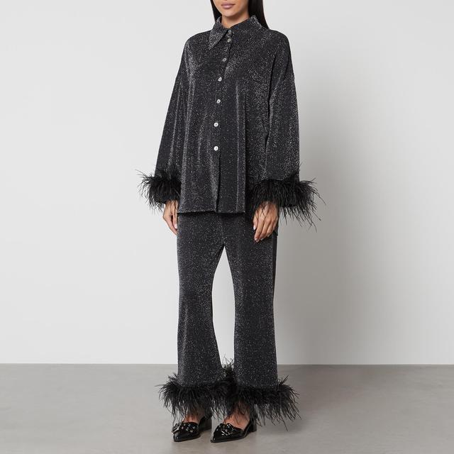 Sleeper Feather-Trimmed Lurex Party Pyjama Set - M on Productcaster.