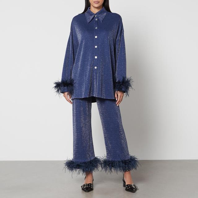 Sleeper Feather-Trimmed Lurex Party Pyjama Set - S on Productcaster.