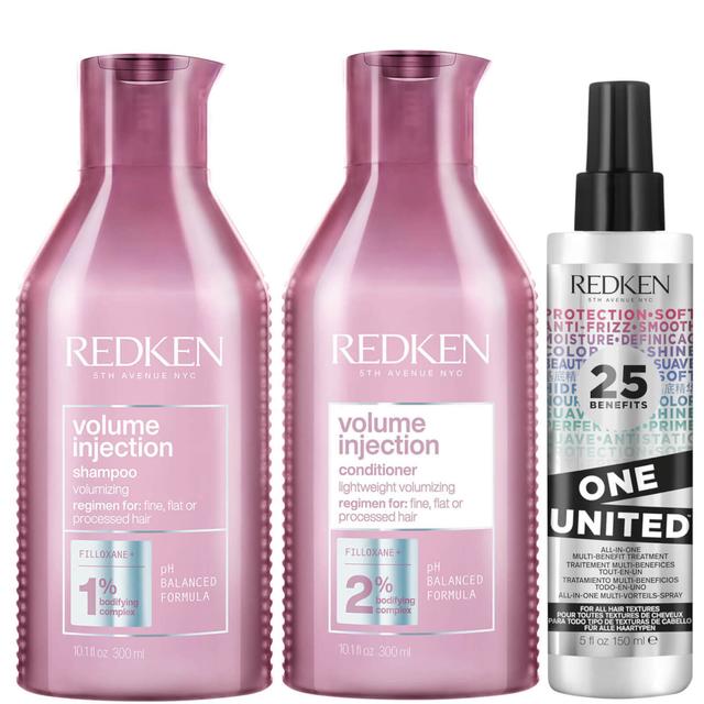 Redken Volume Injection Shampoo, Conditioner and One United Treatment Spray Routine for Fine/Flat Hair on Productcaster.