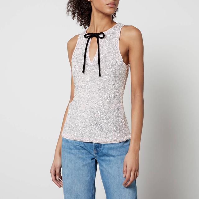 Ganni 3D Sequined Mesh Top - EU 36/UK 8 on Productcaster.