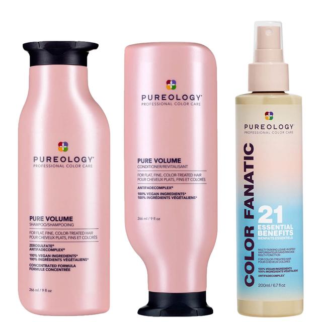 Pureology Pure Volume Shampoo, Conditioner and Color Fanatic Spray Routine for Flat and Fine Hair on Productcaster.