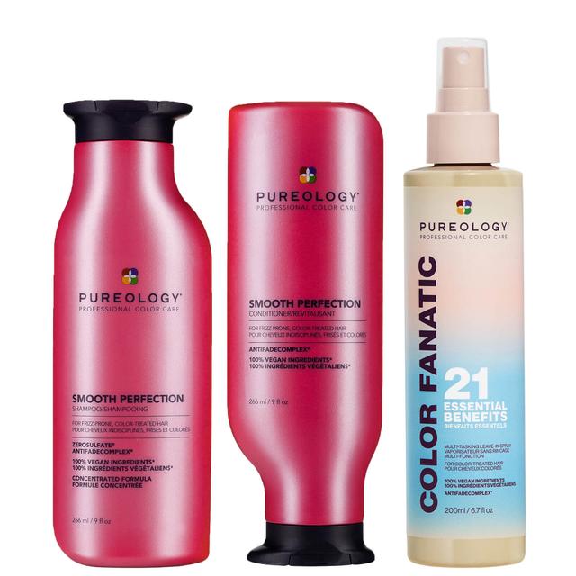 Pureology Smooth Perfection Shampoo, Conditioner and Color Fanatic Spray for Frizz Prone Hair on Productcaster.