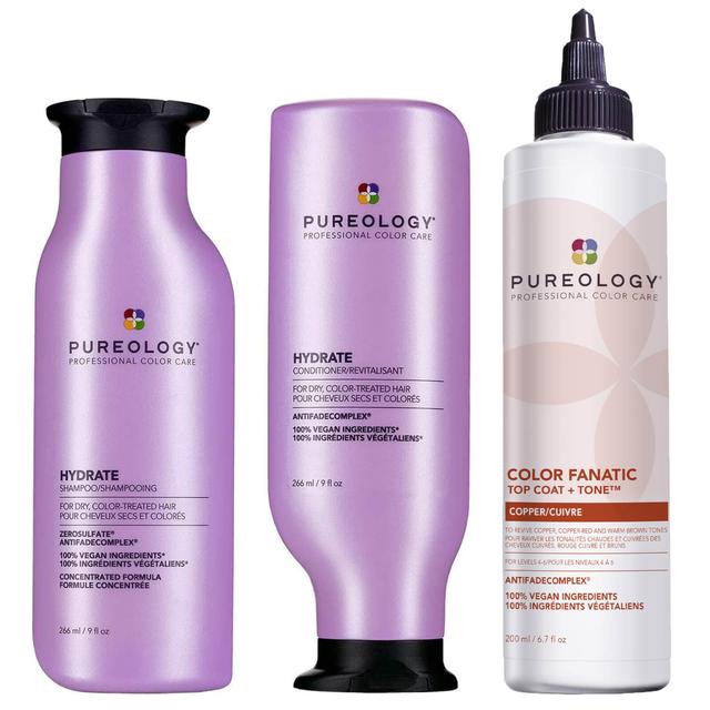 Pureology Hydrate Shampoo, Conditioner and Top Coat & Tone Routine for Neutralising and Hydrating Copper Hair on Productcaster.