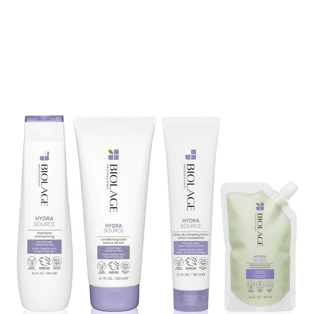 Biolage Hydrasource Hydrating Shampoo, Conditioner, Blow Dry Lotion and Deep Treatment Hair Mask Routine For Dry Hair on Productcaster.