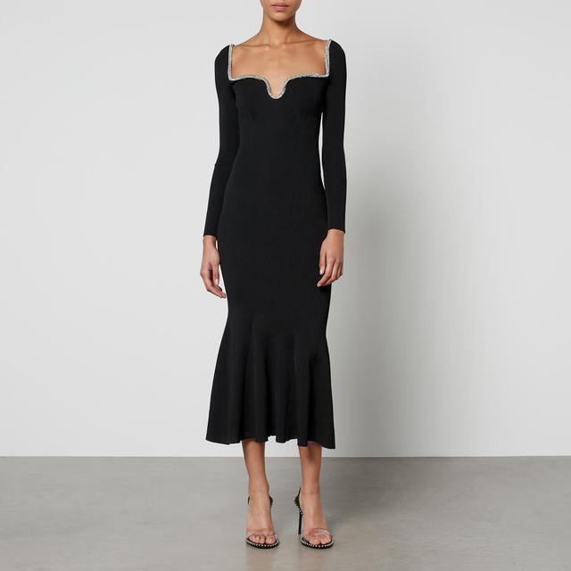 Self-Portrait Diamante-Embellished Ribbed-Knit Midi Dress - S on Productcaster.