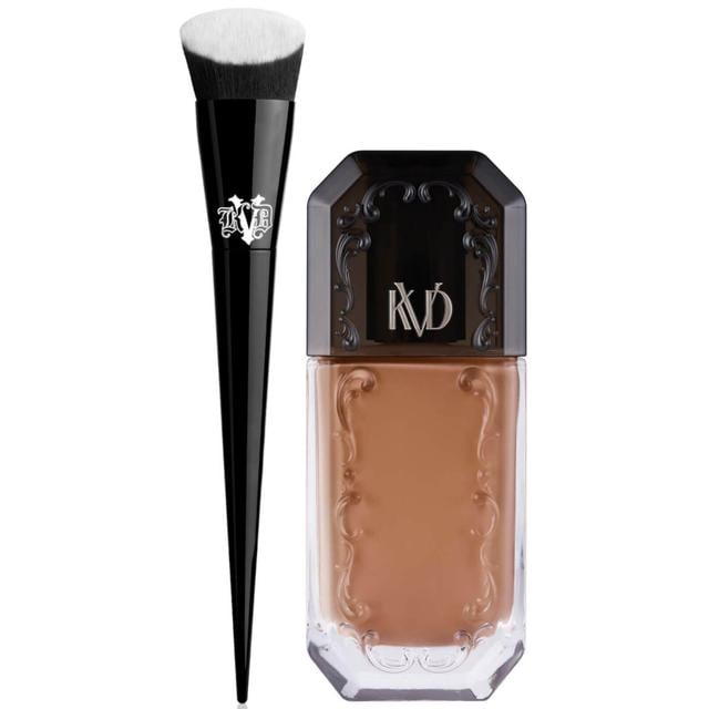 KVD Beauty Lock it Edge Foundation Brush and Beauty Good Apple Full-Coverage Serum Foundation 30ml Bundle (Various Shades) - Tan 074 on Productcaster.