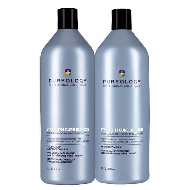 Pureology Strength Cure Blonde Shampoo and Conditioner Toning Routine For Brassy, Colour Treated Hair 1000ml on Productcaster.