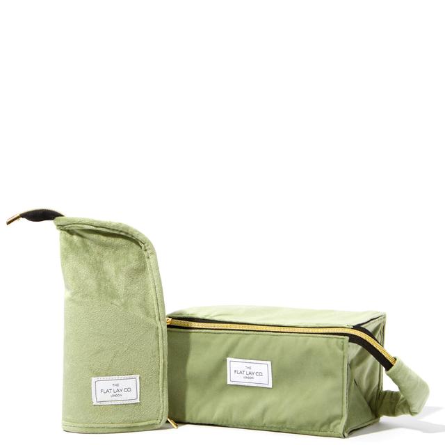 The Flat Lay Co. X LookFantastic Makeup Bag Duo in Green Velvet on Productcaster.