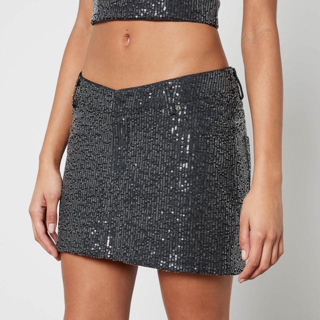 Rotate Birger Christensen Sequinned Denim Mini Skirt - DK 38/UK 12 on Productcaster.