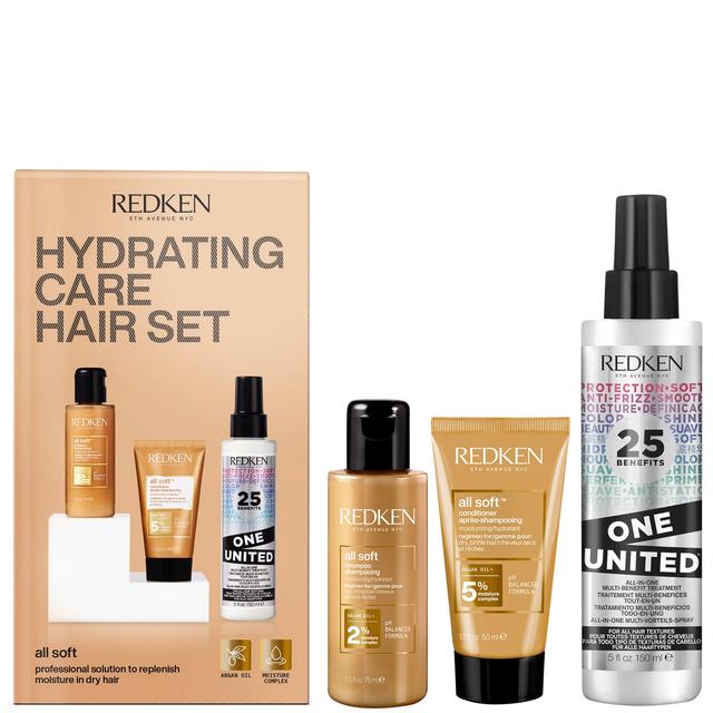 Redken All Soft Hydrating Care Hair Set for Dry Hair, Shampoo 75ml, Conditioner 50ml, One United 150ml on Productcaster.