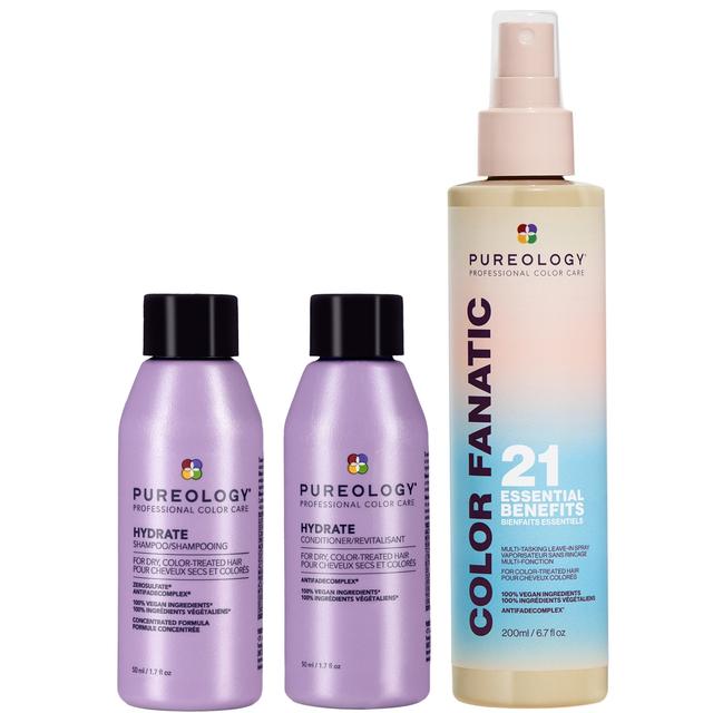 Pureology Color Fanatic Spray 200ml, Hydrate Shampoo Travel Size 50ml and Conditioner Travel Size 50ml For Dry Hair Bundle on Productcaster.