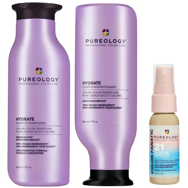 Pureology Hydrate Shampoo 266ml, Conditioner 266ml and Color Fanatic Spray Travel Size 30ml For Dry Hair Bundle on Productcaster.