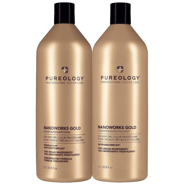 Pureology Nanoworks Gold Shampoo 1000ml and Conditioner 1000ml Routine For Very Dry, Colour Treated Hair on Productcaster.