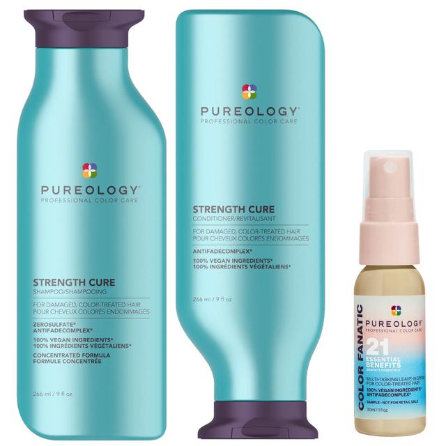 Pureology Strength Cure Shampoo 266ml, Conditioner 266ml and Color Fanatic 30ml Mini Routine for Coloured Hair (Worth £58.18) on Productcaster.