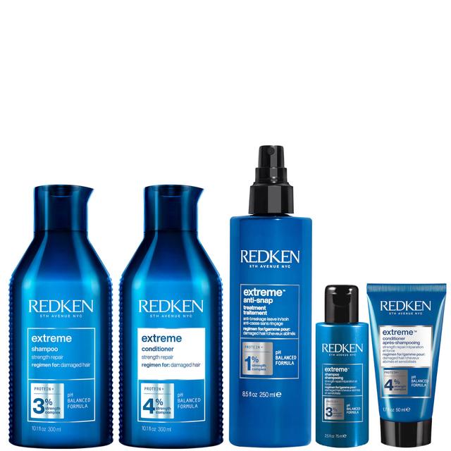 Redken Extreme Shampoo 300ml, Conditioner 300ml, Anti-Snap 250ml + Shampoo and Conditioner Travel Sizes Bundle (Worth £81.01) on Productcaster.